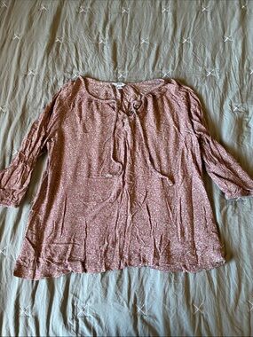 Sonoma Dusty Rose Floral Tie-Neck Tunic